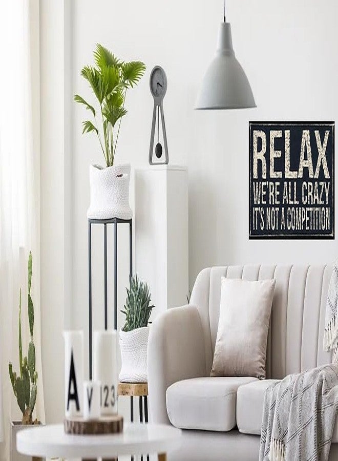 Flyhaw Metal Tin Sign Vintage Relax We're All Crazy It's Not Competition for Home Living Room Bedroom Office Hotel Cafe and Pub Wall Decor 12x8 Inches - Image 3